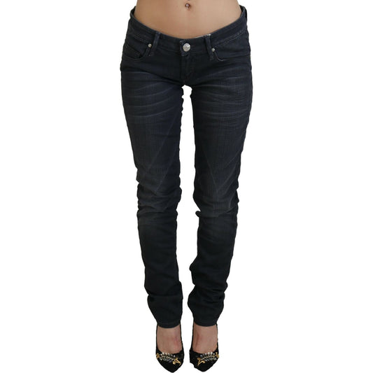 Acht Black Washed Low Waist Slim Fit Cotton Denim Jeans Acht