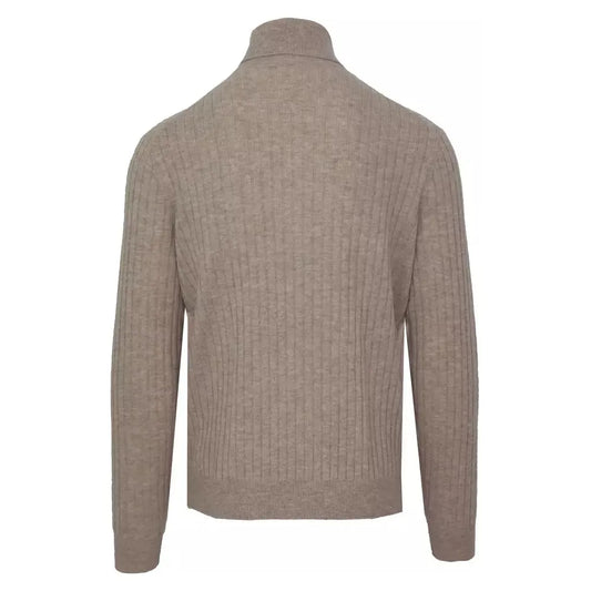 Malo Beige Cashmere-Wool Blend Turtleneck Sweater Malo