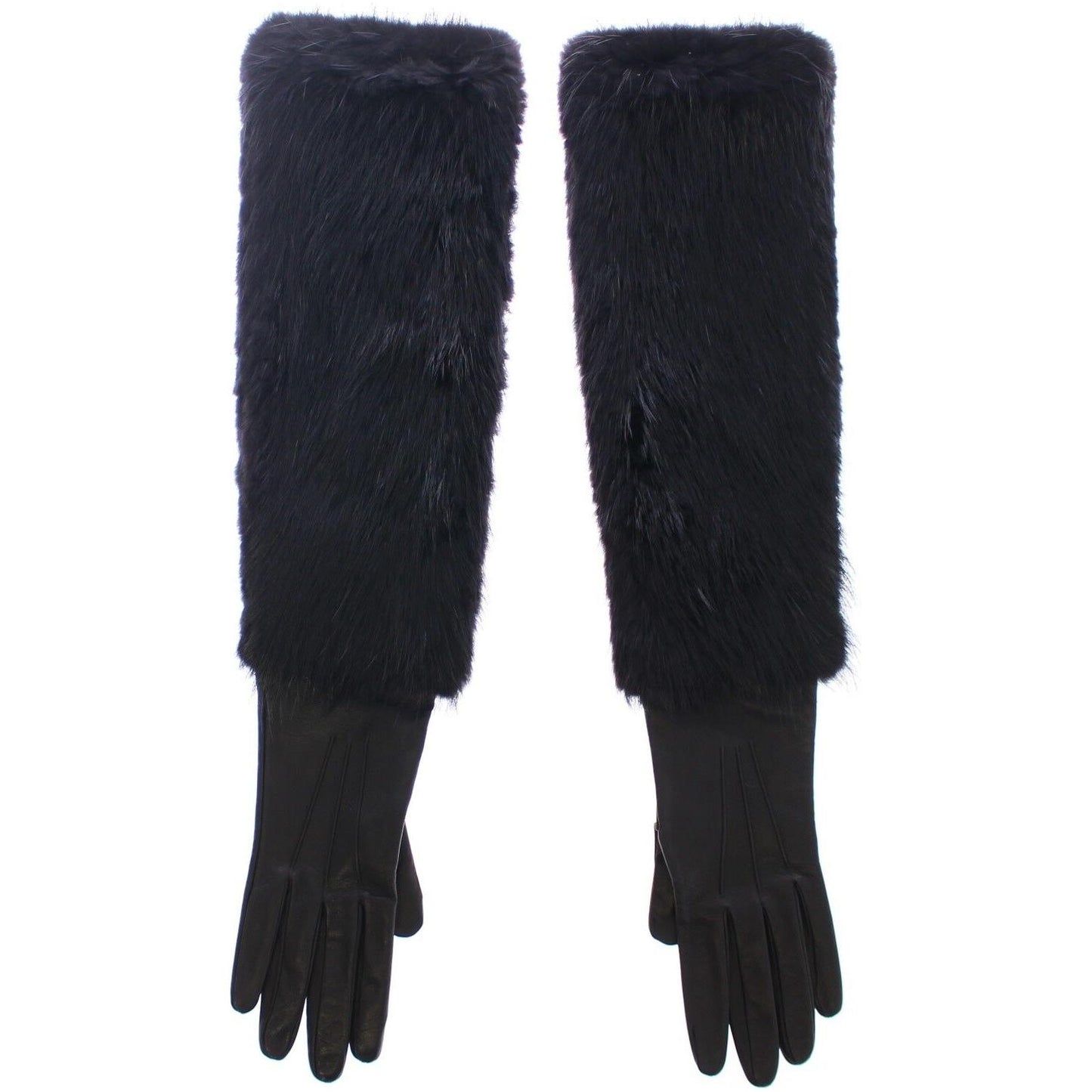 Dolce & Gabbana Elegant Elbow-Length Beaver Fur Gloves Dolce & Gabbana