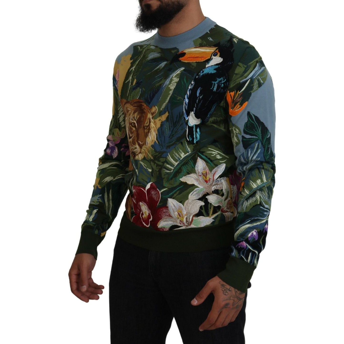 Dolce & Gabbana Jungle Embroidered Wool Silk Sweater Dolce & Gabbana