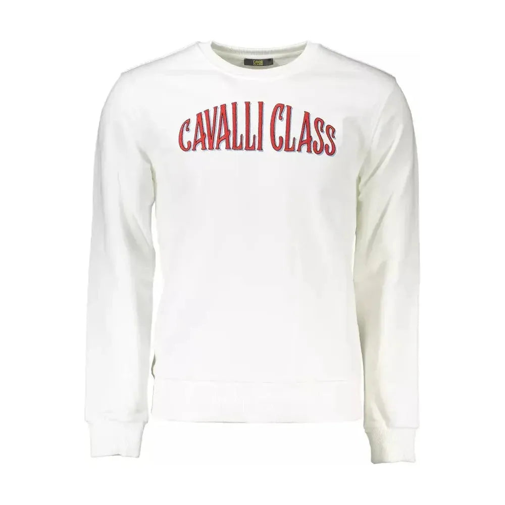 Cavalli Class White Cotton Men Sweater Cavalli Class