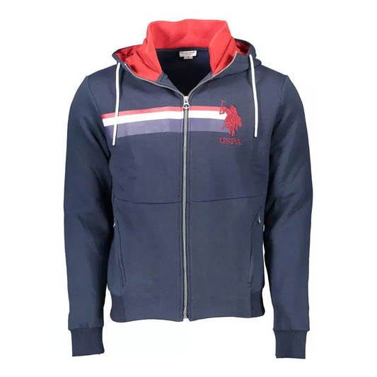 U.S. POLO ASSN. Chic Blue Hooded Zip Sweatshirt - Embroidered Detail U.S. POLO ASSN.