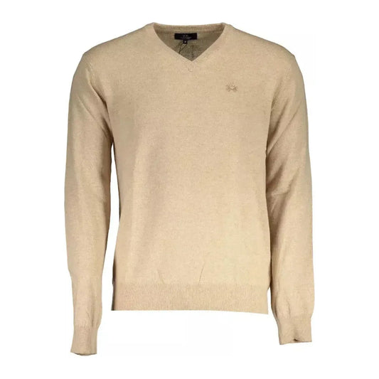 La Martina Beige Wool Men Sweater La Martina