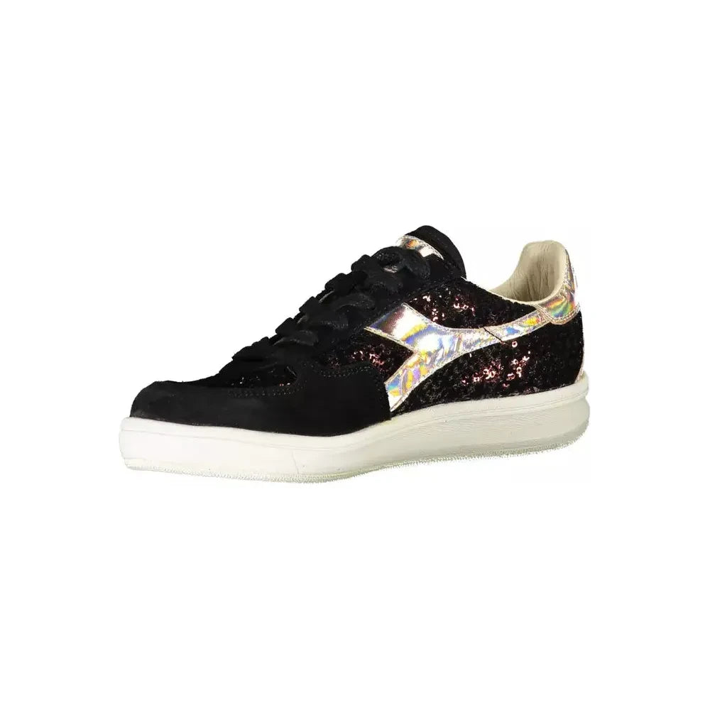 Diadora Black Leather Women Sneaker Diadora