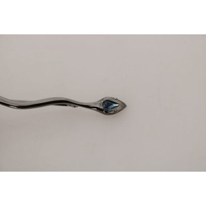 Dolce & Gabbana Silver Brass Crystal Spilla Serpente Brooch Pin