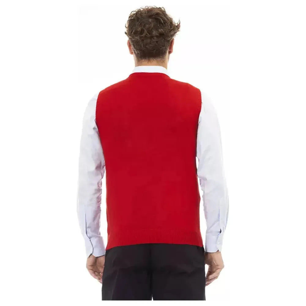 Alpha Studio Red Viscose Men Vest Alpha Studio