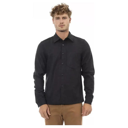 Alpha Studio Gray Wool Men Shirt Alpha Studio