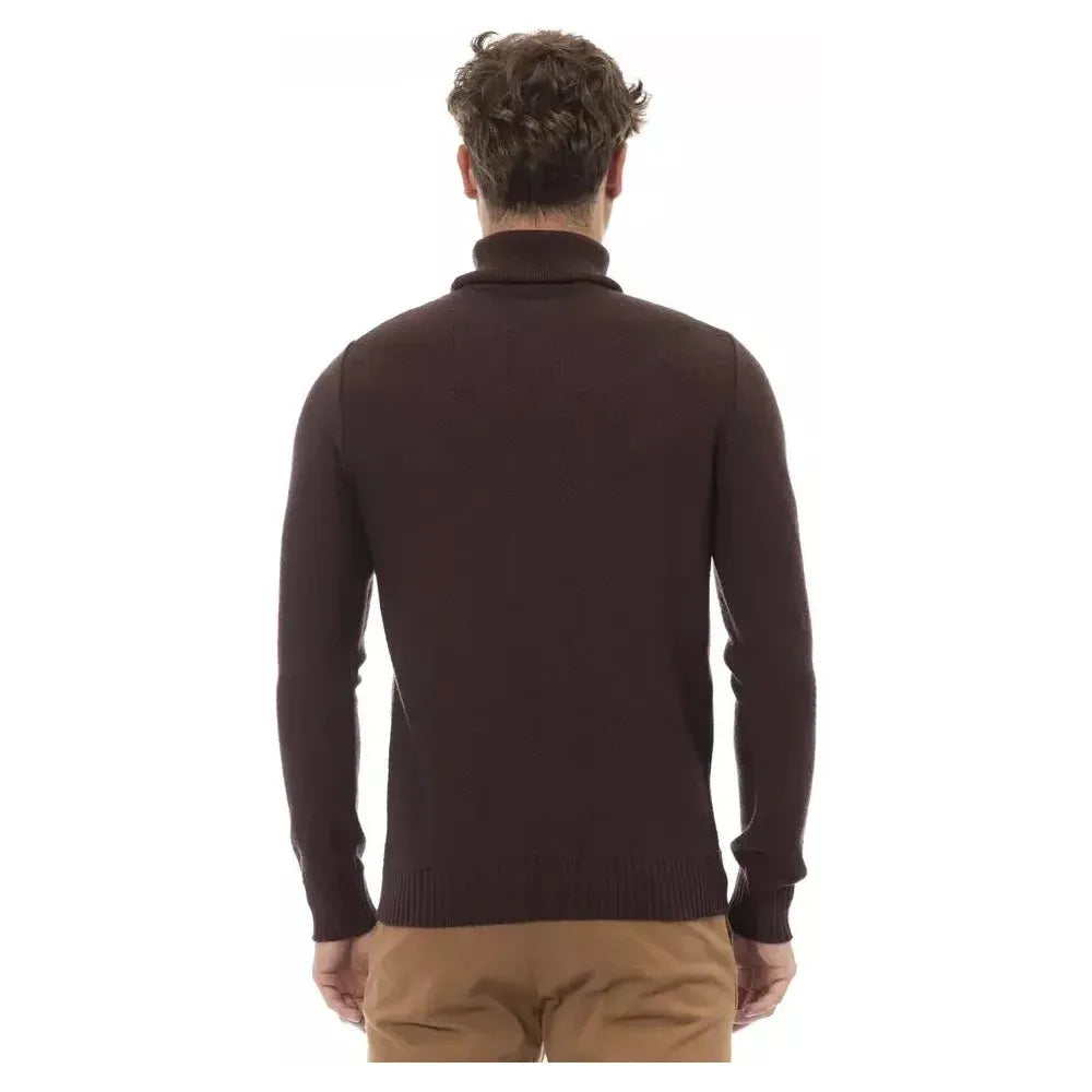 Alpha Studio Brown Merino Wool Men Sweater Alpha Studio