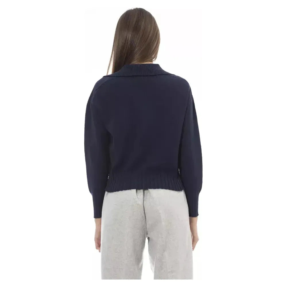 Alpha Studio Blue Wool Women Sweater Alpha Studio