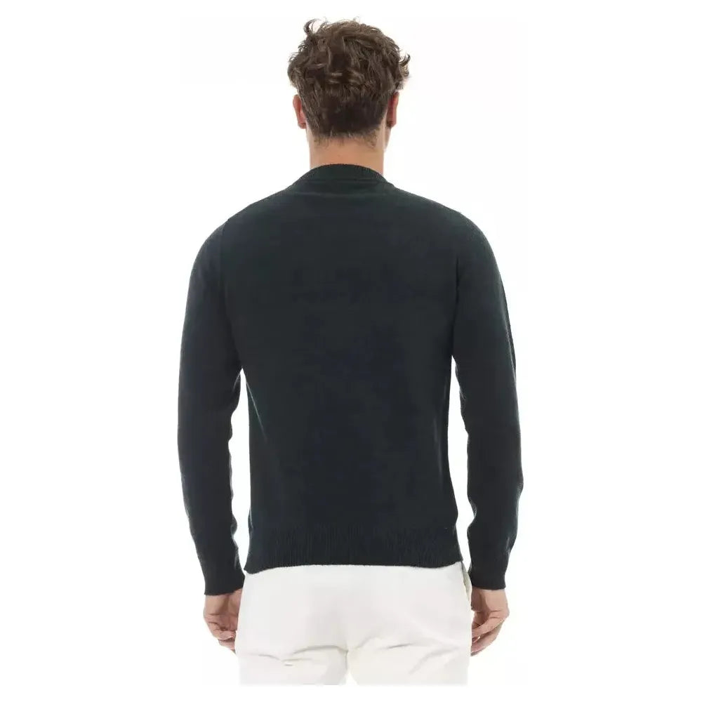 Alpha Studio Green Wool Men Sweater Alpha Studio