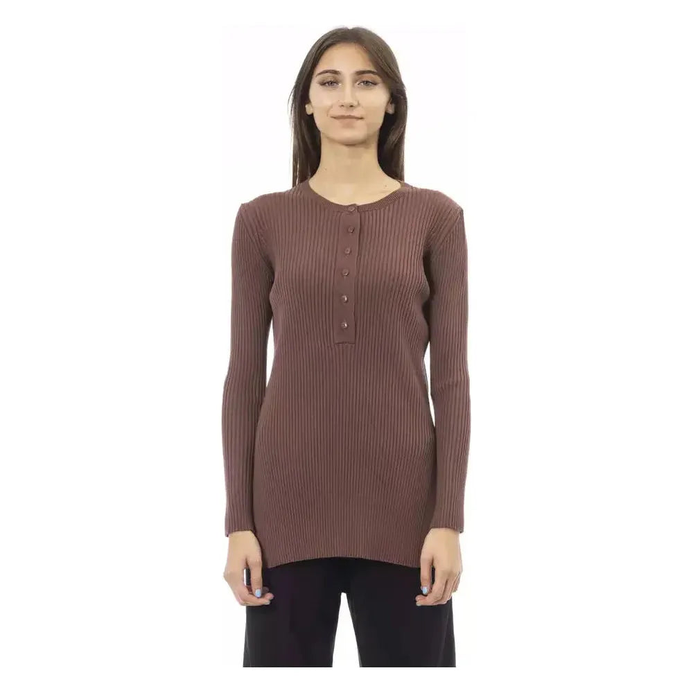 Alpha Studio Brown Viscose Women Sweater Alpha Studio Dim Gray