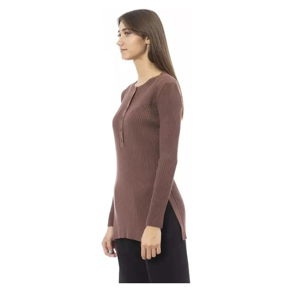 Alpha Studio Brown Viscose Women Sweater Alpha Studio Dim Gray