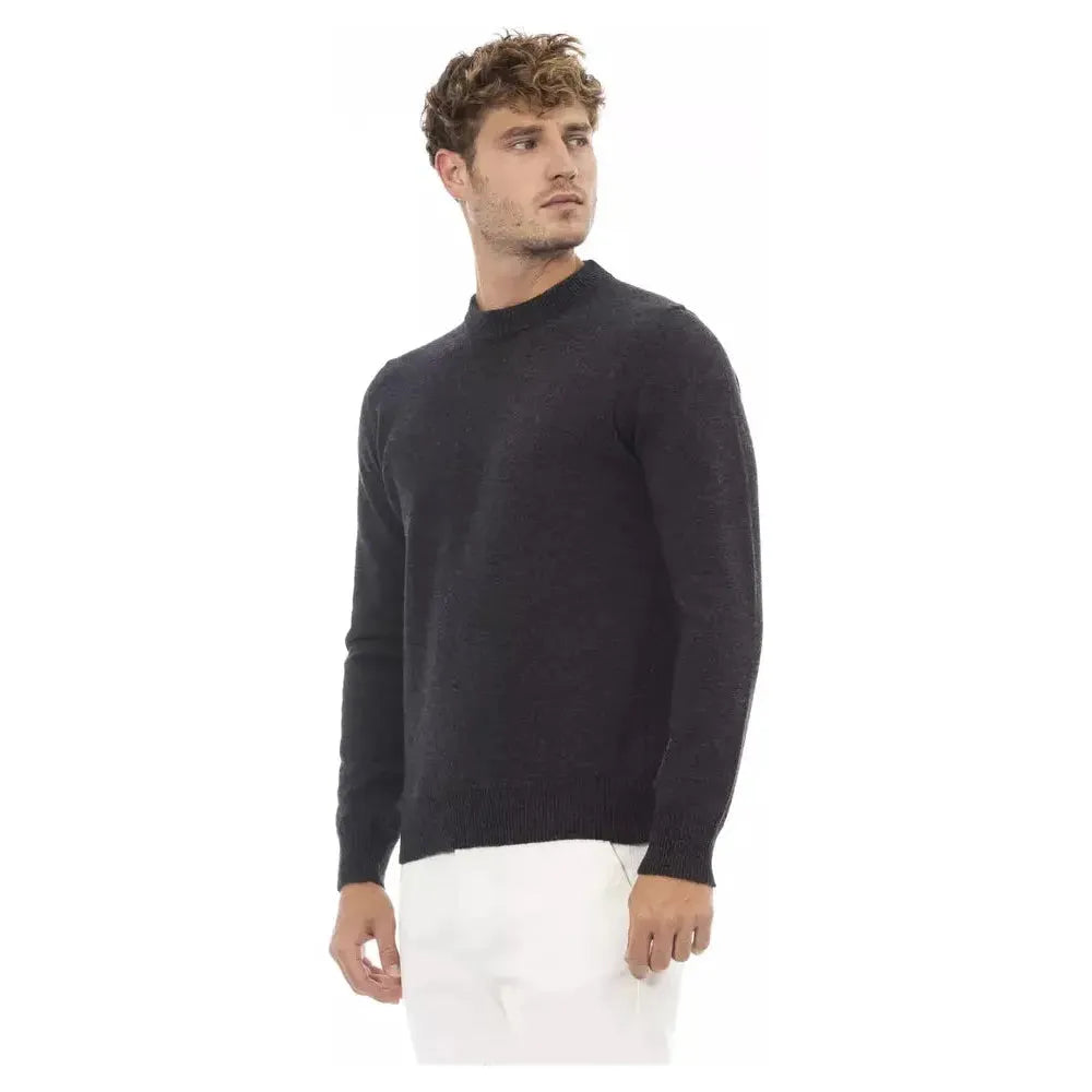 Alpha Studio Black Wool Men Sweater Alpha Studio