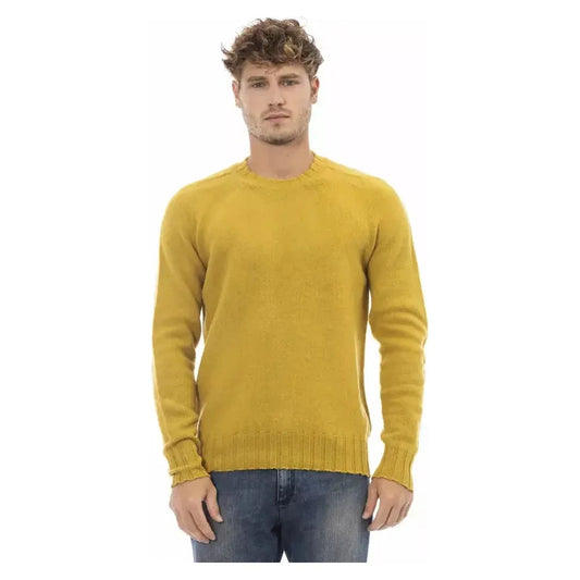 Alpha Studio Yellow Wool Men Sweater Alpha Studio