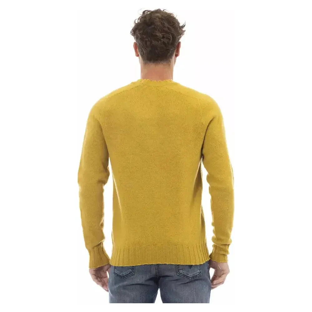 Alpha Studio Yellow Wool Men Sweater Alpha Studio