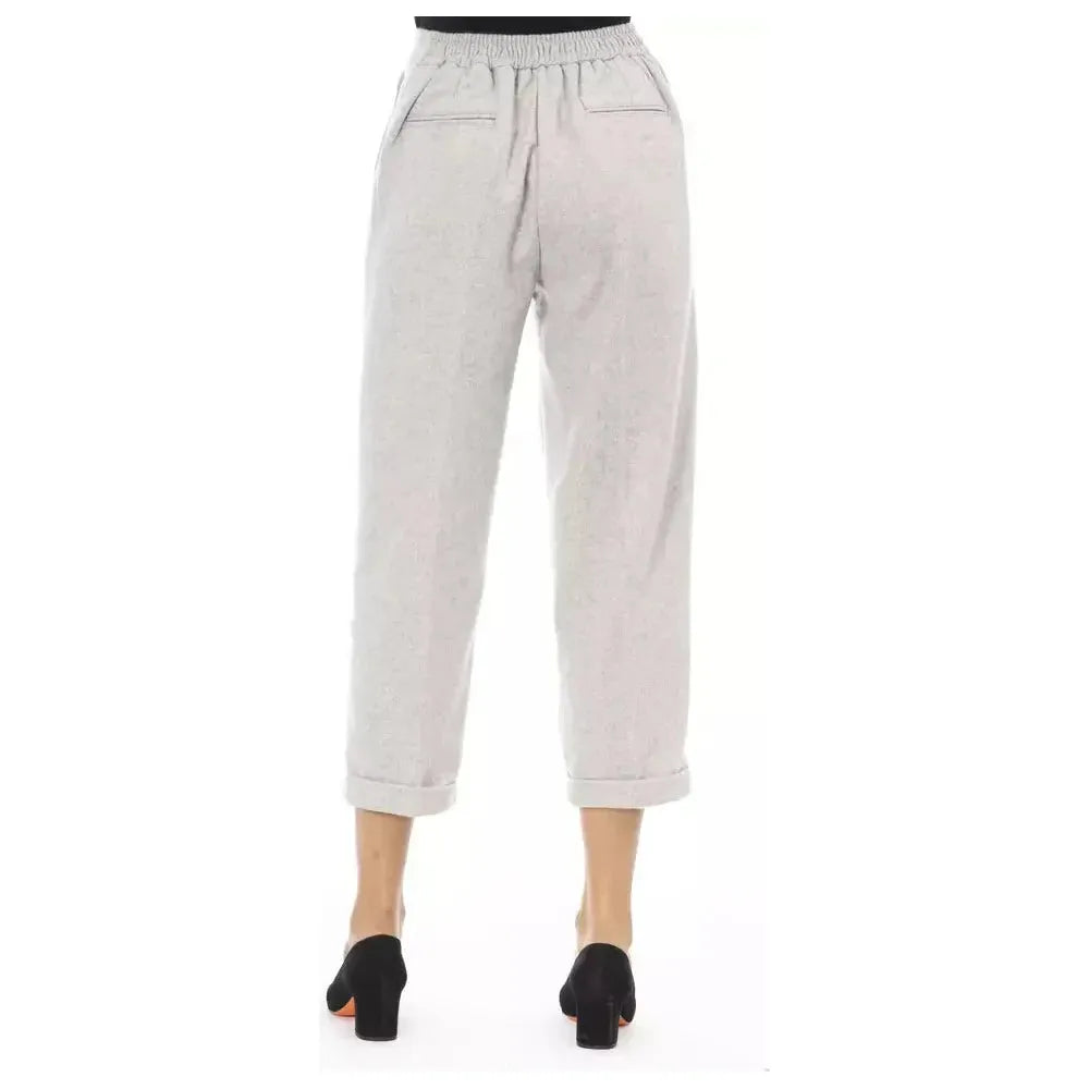 Alpha Studio Gray Wool Women Pant Alpha Studio