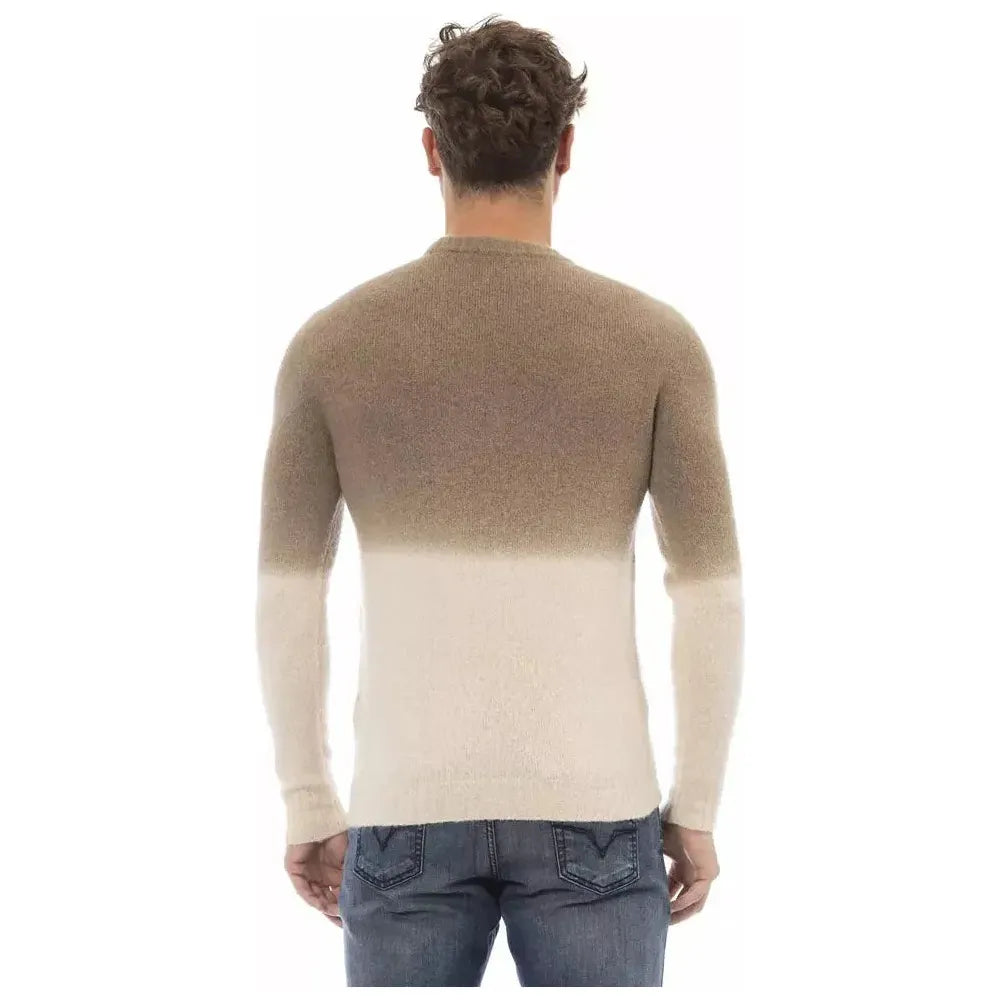 Alpha Studio Beige Alpaca Men Sweater Alpha Studio