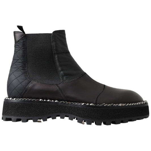 Dolce & Gabbana Black Leather Slip on Stretch Boots