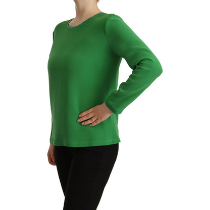 Armani Green Silk Long Sleeves Round Neck Sweater Armani