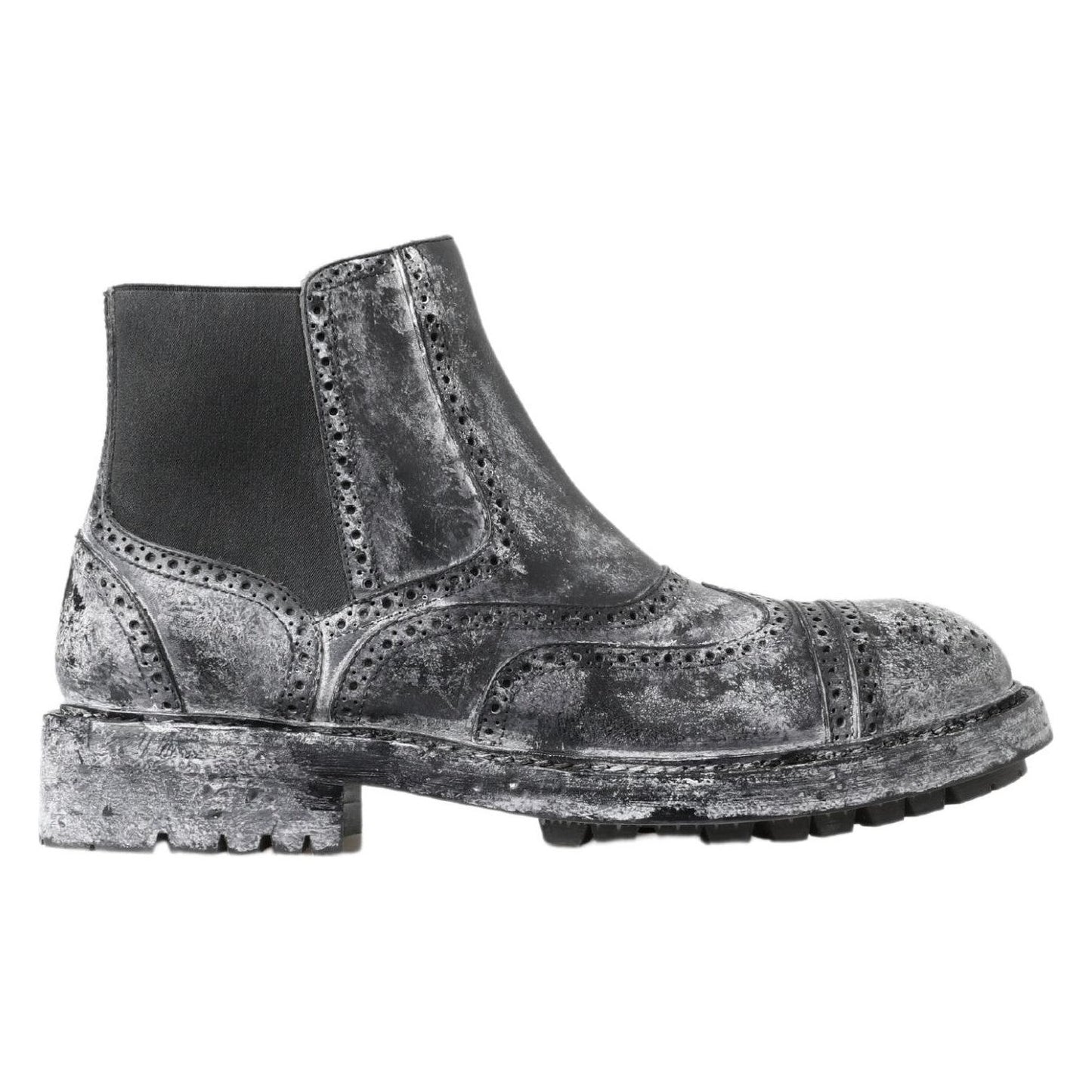 Dolce & Gabbana Elegant Black Faded Chelsea Ankle Boots Dolce & Gabbana