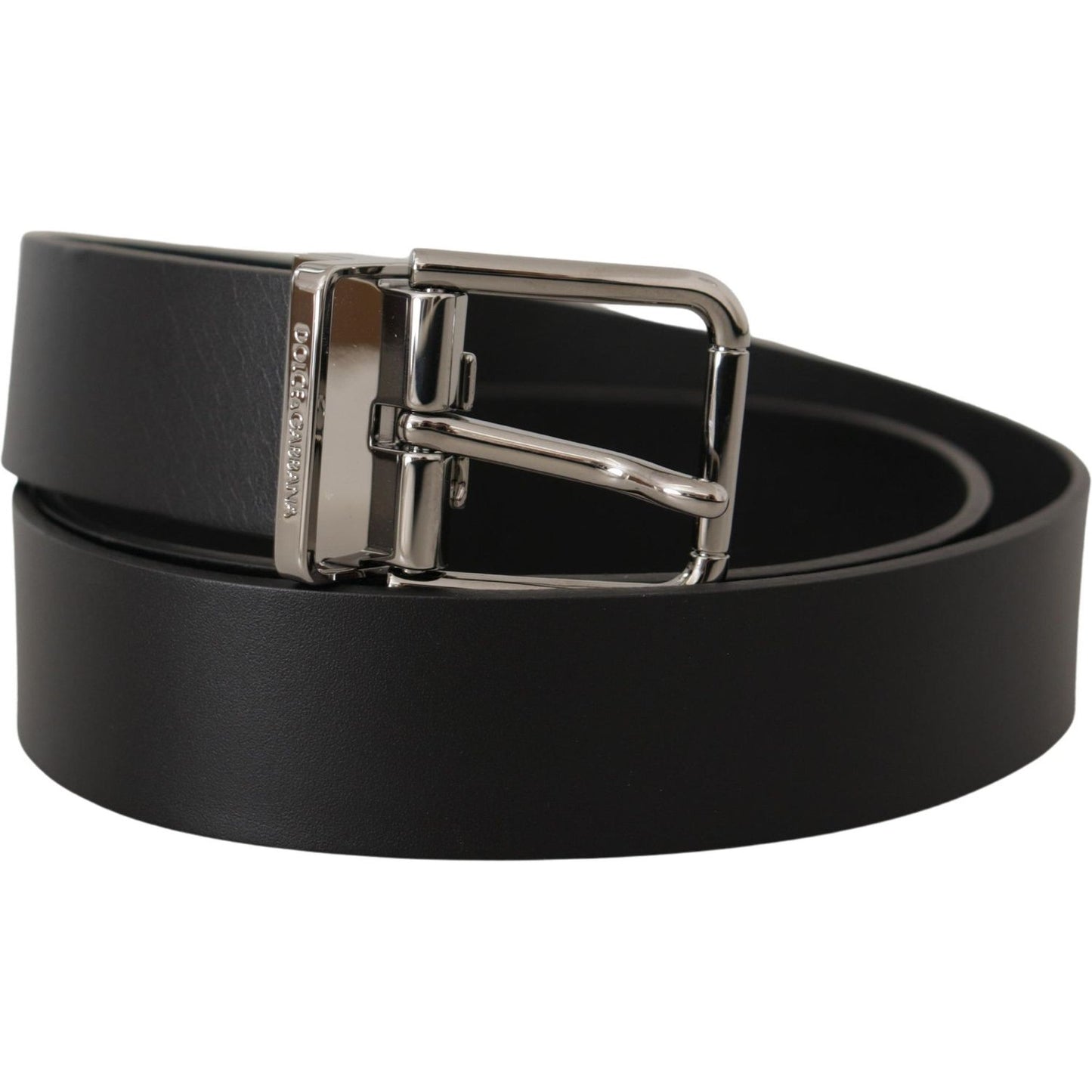 Dolce & Gabbana Elegant Black Leather Belt with Metal Buckle Dolce & Gabbana