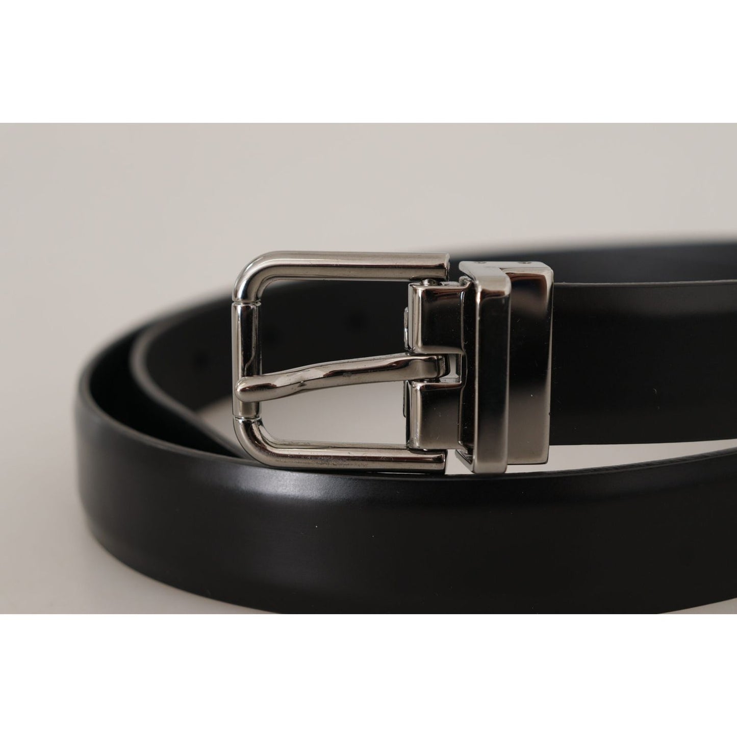 Dolce & Gabbana Elegant Black Leather Belt with Metal Buckle Dolce & Gabbana