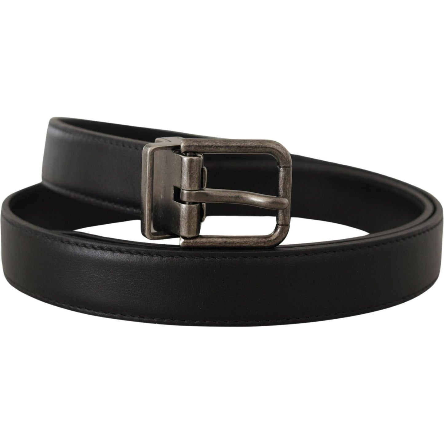 Dolce & Gabbana Elegant Black Leather Belt with Metal Buckle Dolce & Gabbana