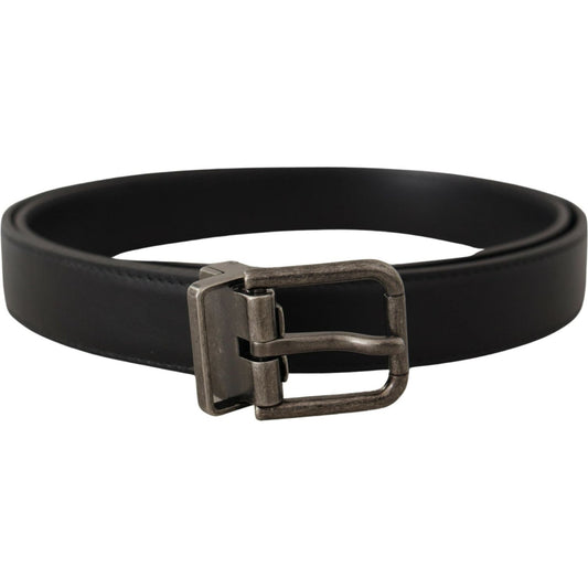 Dolce & Gabbana Elegant Black Leather Belt with Metal Buckle Dolce & Gabbana