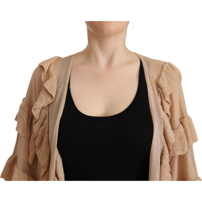 Aniye By Beige Ruffle Long Sleeves Open Front Cardigan Sweater Aniye By