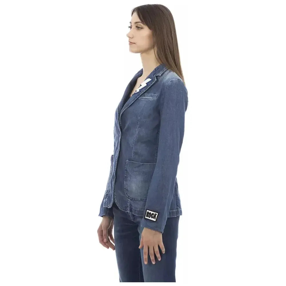 Baldinini Trend Blue Cotton Women Jacket Baldinini Trend