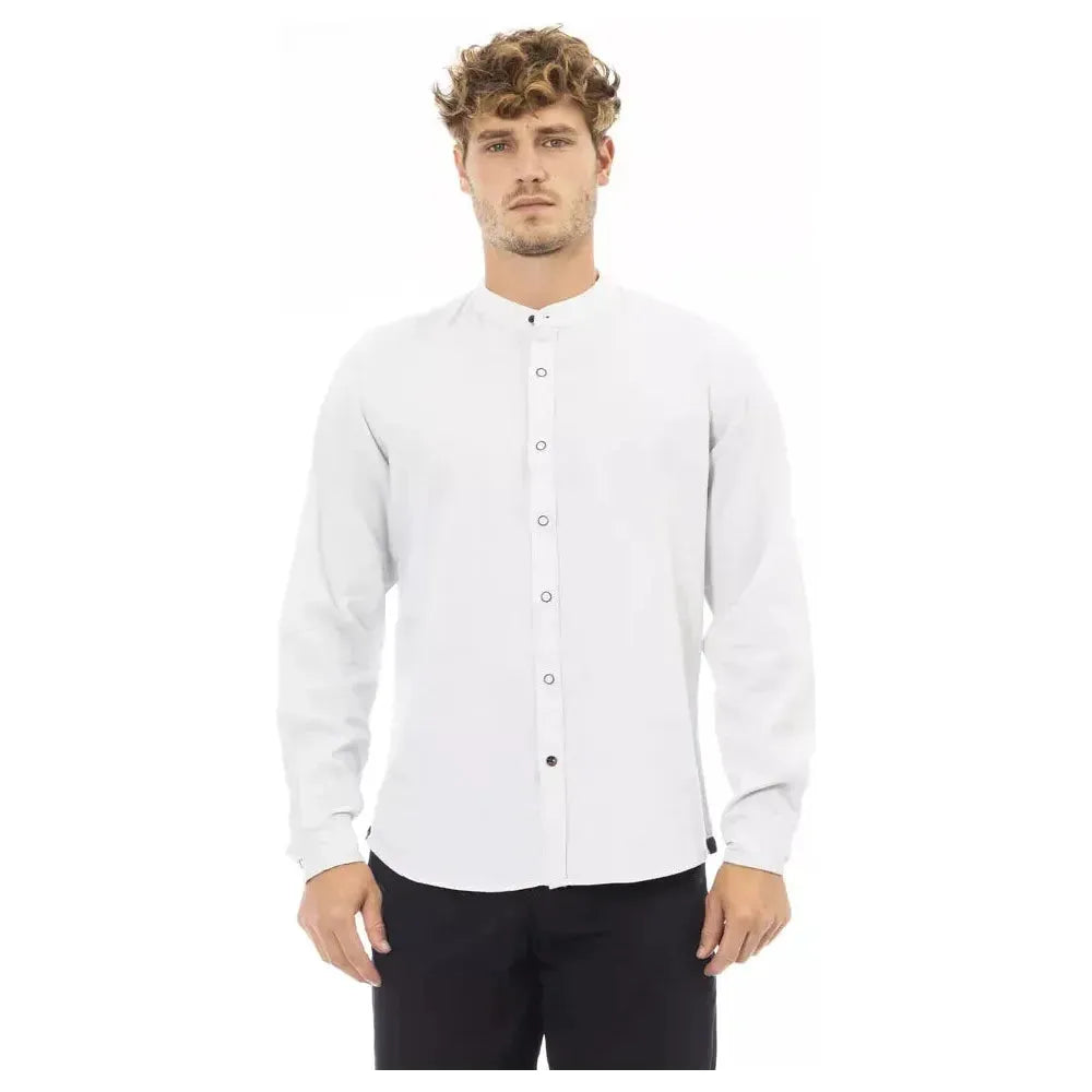 Baldinini Trend White Linen Men Shirt Baldinini Trend