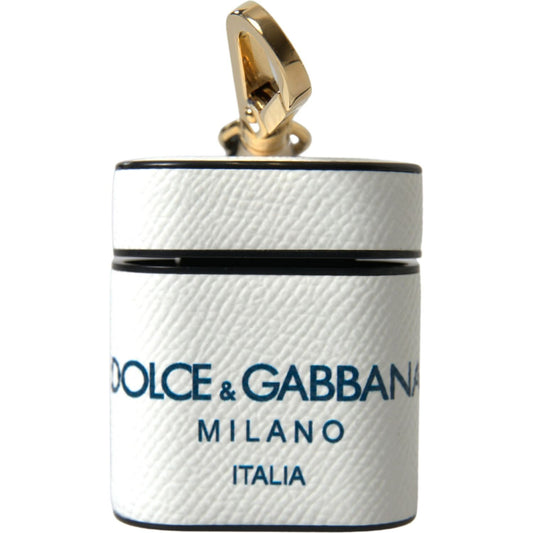 Dolce & Gabbana Elegant Leather Airpods Case in White & Blue Dolce & Gabbana