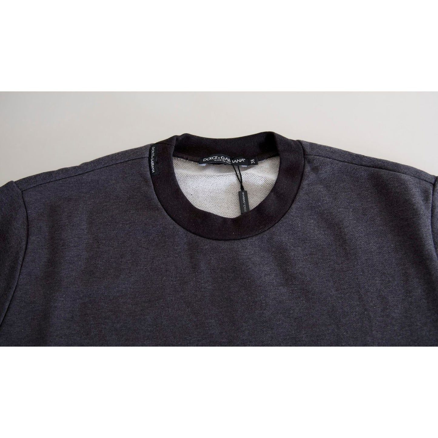 Dolce & Gabbana Elegant Dark Gray Crew Neck Sweater Dolce & Gabbana