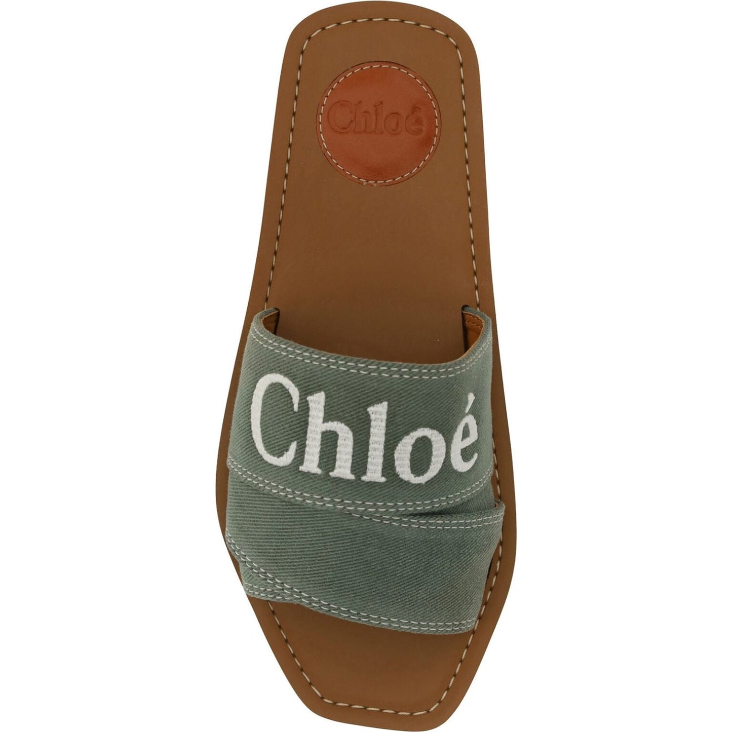 Chloé Elegant Forest Green Cotton Slides Chloé