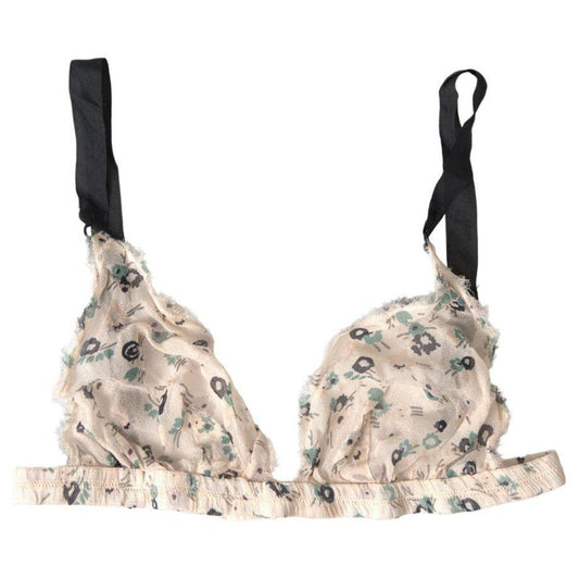Costume National Beige Floral Underwear Bikini Bra Costume National