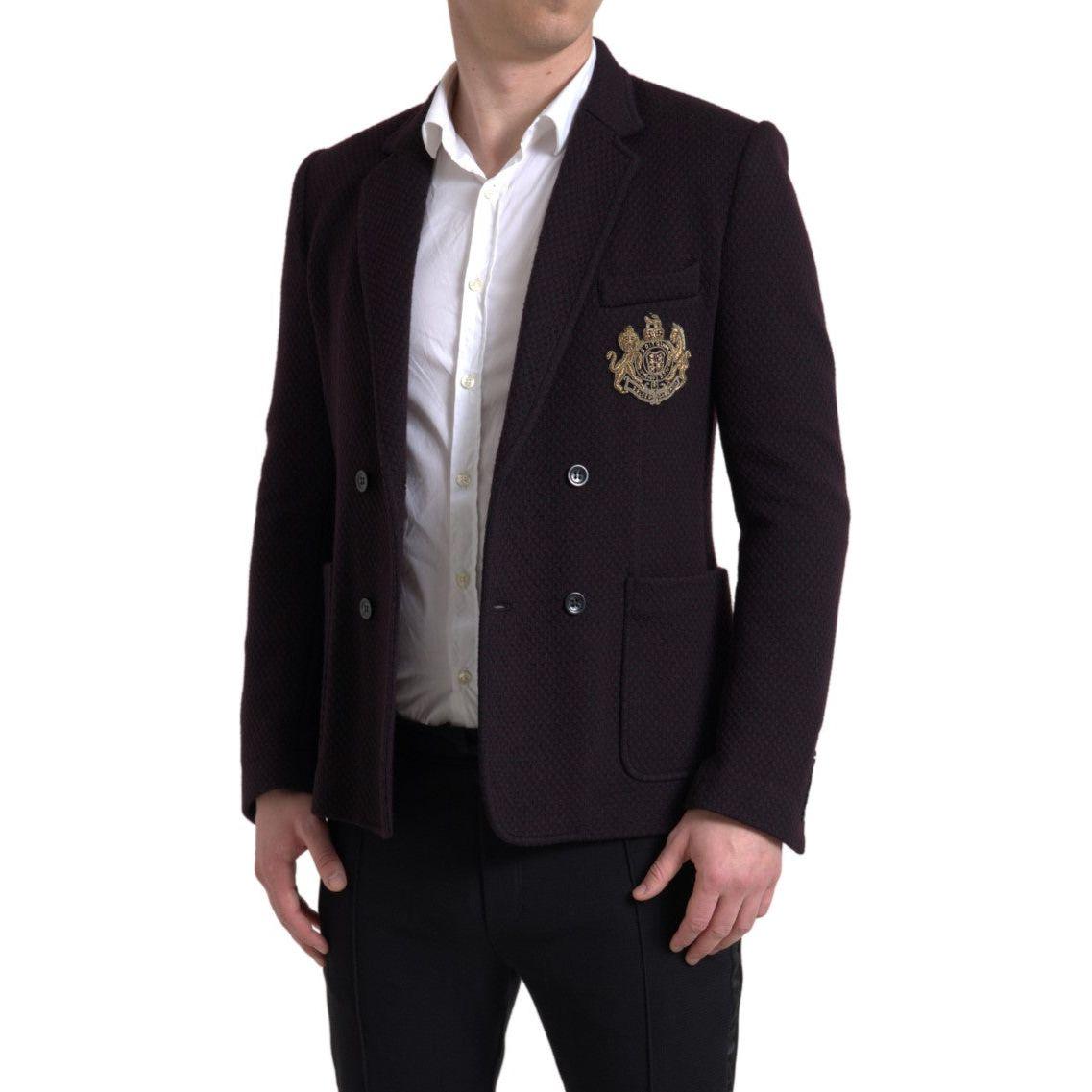 Dolce & Gabbana Elegant Purple Double Breasted Wool Blazer Dolce & Gabbana