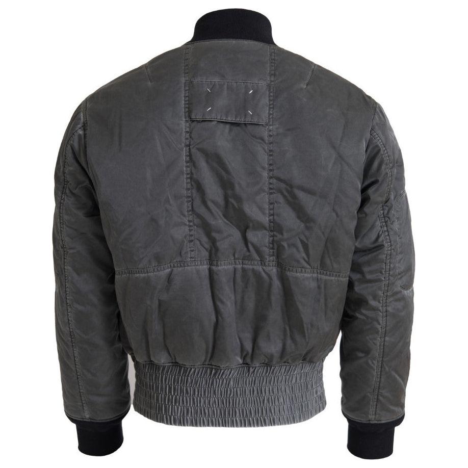 MM6 Maison Margiela Elegant Gray Bomber Jacket Full Zip Closure MM6 Maison Margiela