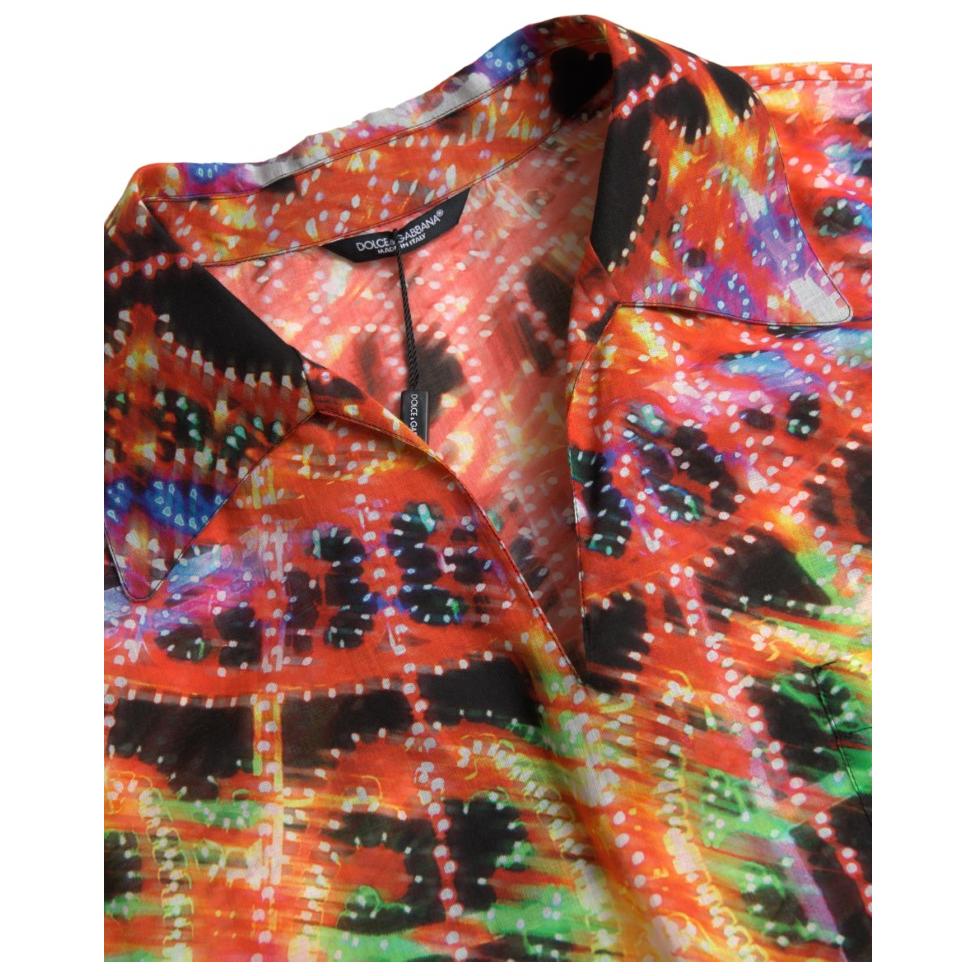 Dolce & Gabbana Multicolor Luminarie Print Cotton Polo Shirt Dolce & Gabbana