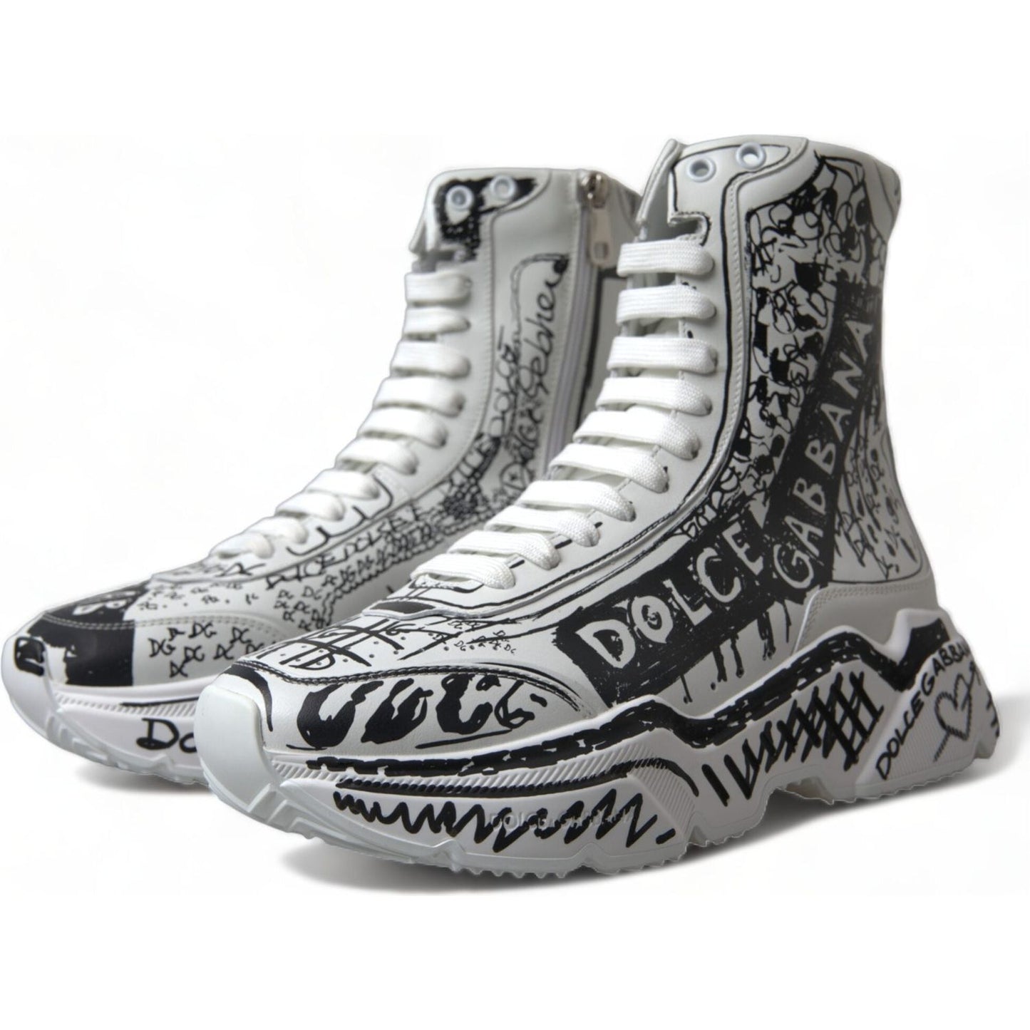 Dolce & Gabbana Daymaster Graffiti Print Mid Top Sneakers Dolce & Gabbana