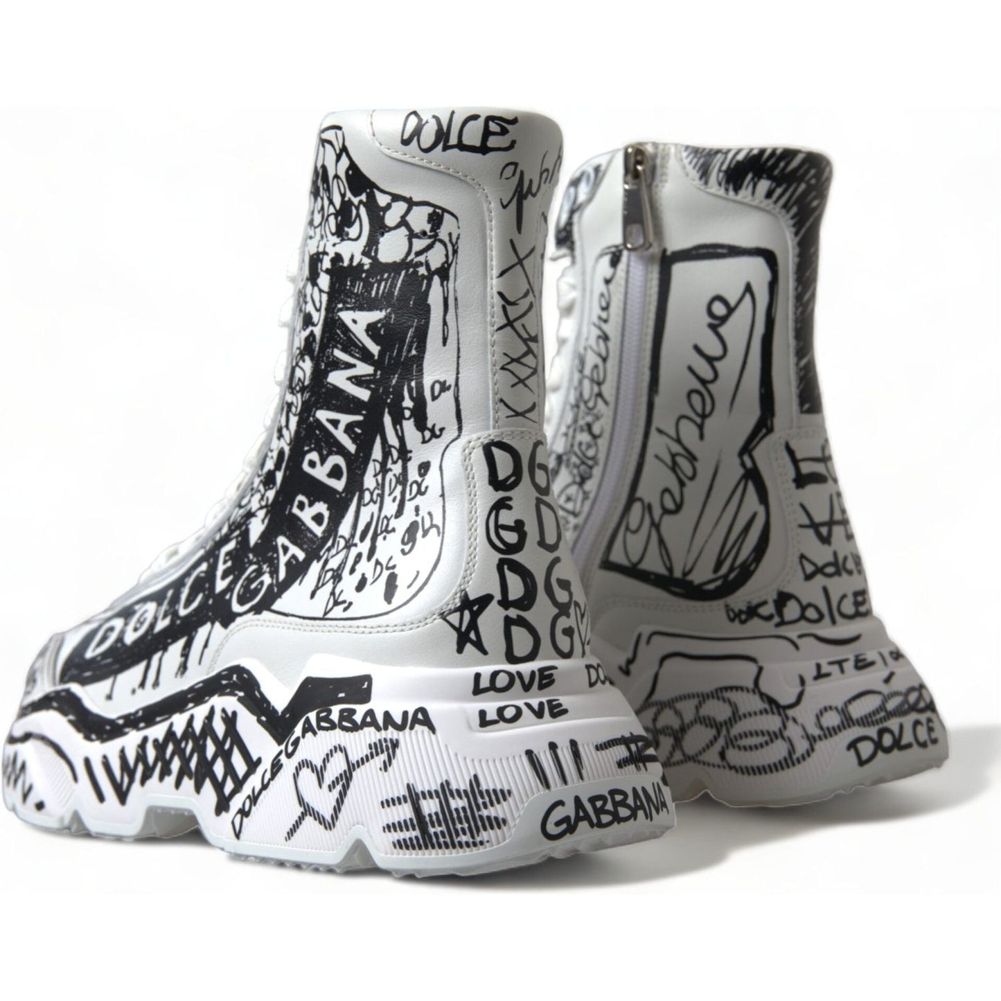 Dolce & Gabbana Daymaster Graffiti Print Mid Top Sneakers Dolce & Gabbana