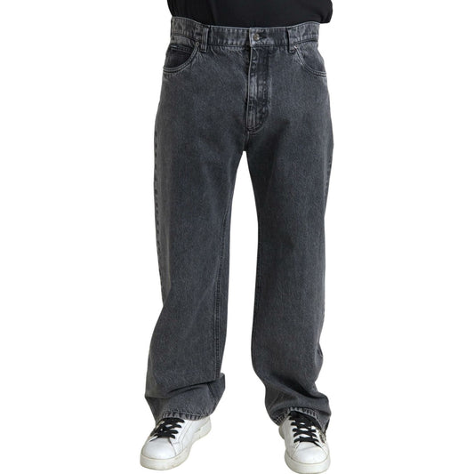 Dolce & Gabbana Elegant Dark Grey Straight Denim Jeans Dolce & Gabbana