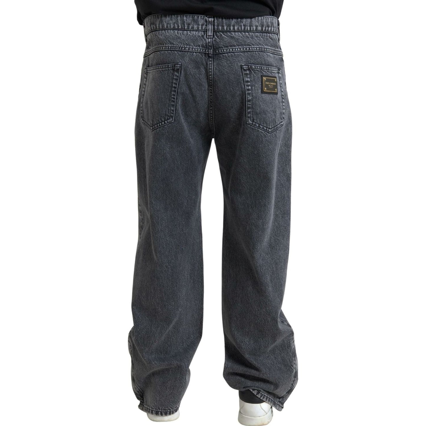 Dolce & Gabbana Elegant Dark Grey Straight Denim Jeans Dolce & Gabbana