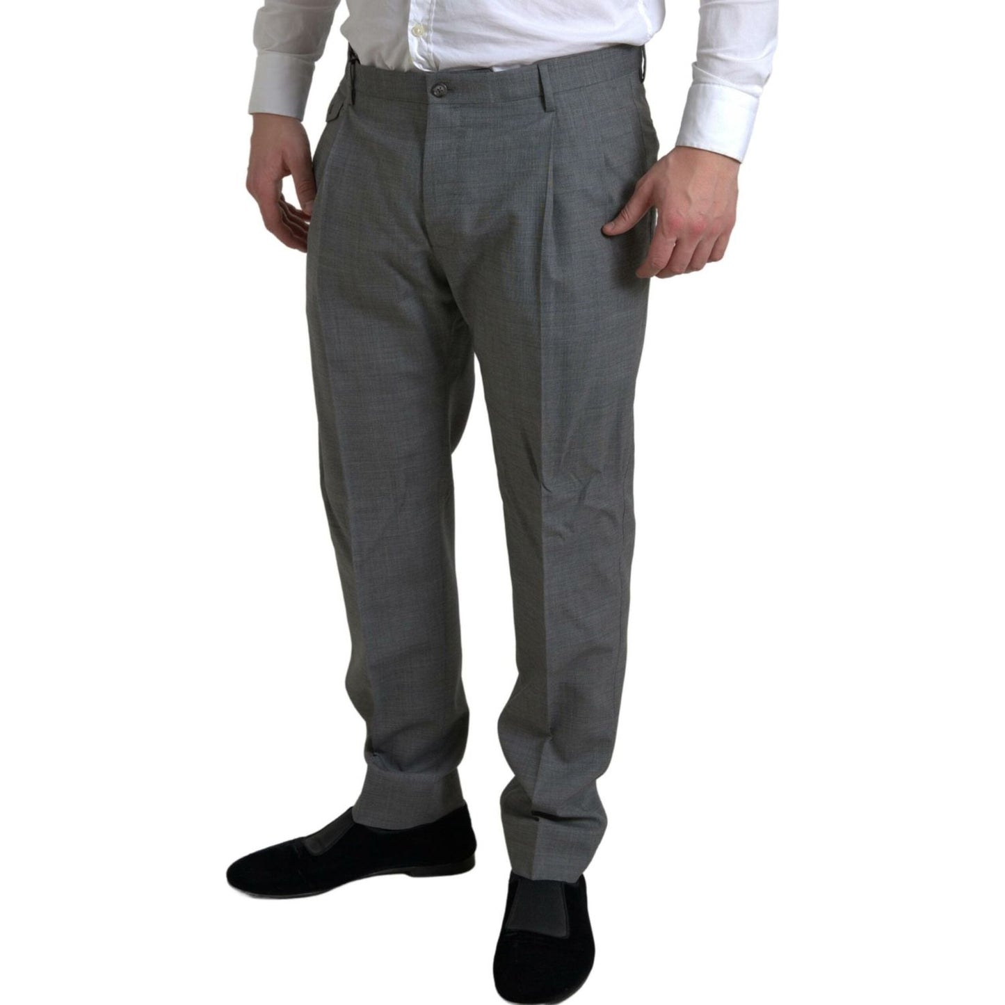 Dolce & Gabbana Elegant Skinny Wool Dress Pants in Grey Dolce & Gabbana