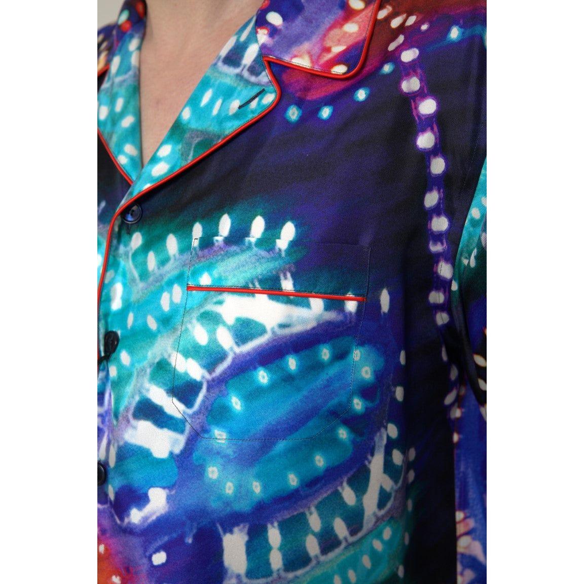 Dolce & Gabbana Psychedelic Print Silk Pajama Shirt Dolce & Gabbana