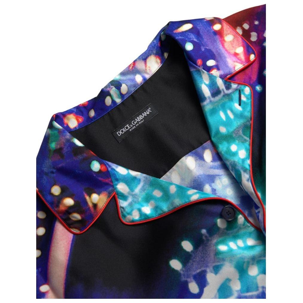 Dolce & Gabbana Psychedelic Print Silk Pajama Shirt Dolce & Gabbana