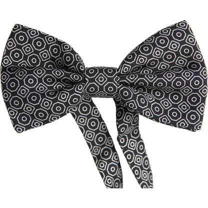 Dolce & Gabbana Black White Pattern Adjustable Neck Papillon Bow Tie