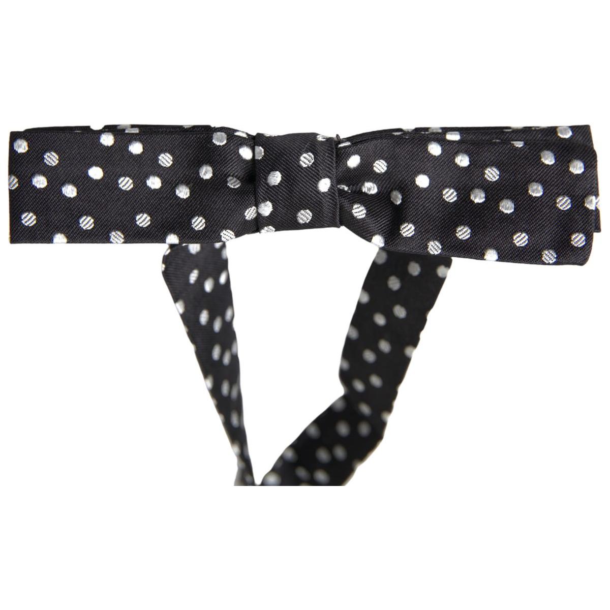 Dolce & Gabbana Elegant Black Silk Bow Tie with Logo Detail Dolce & Gabbana