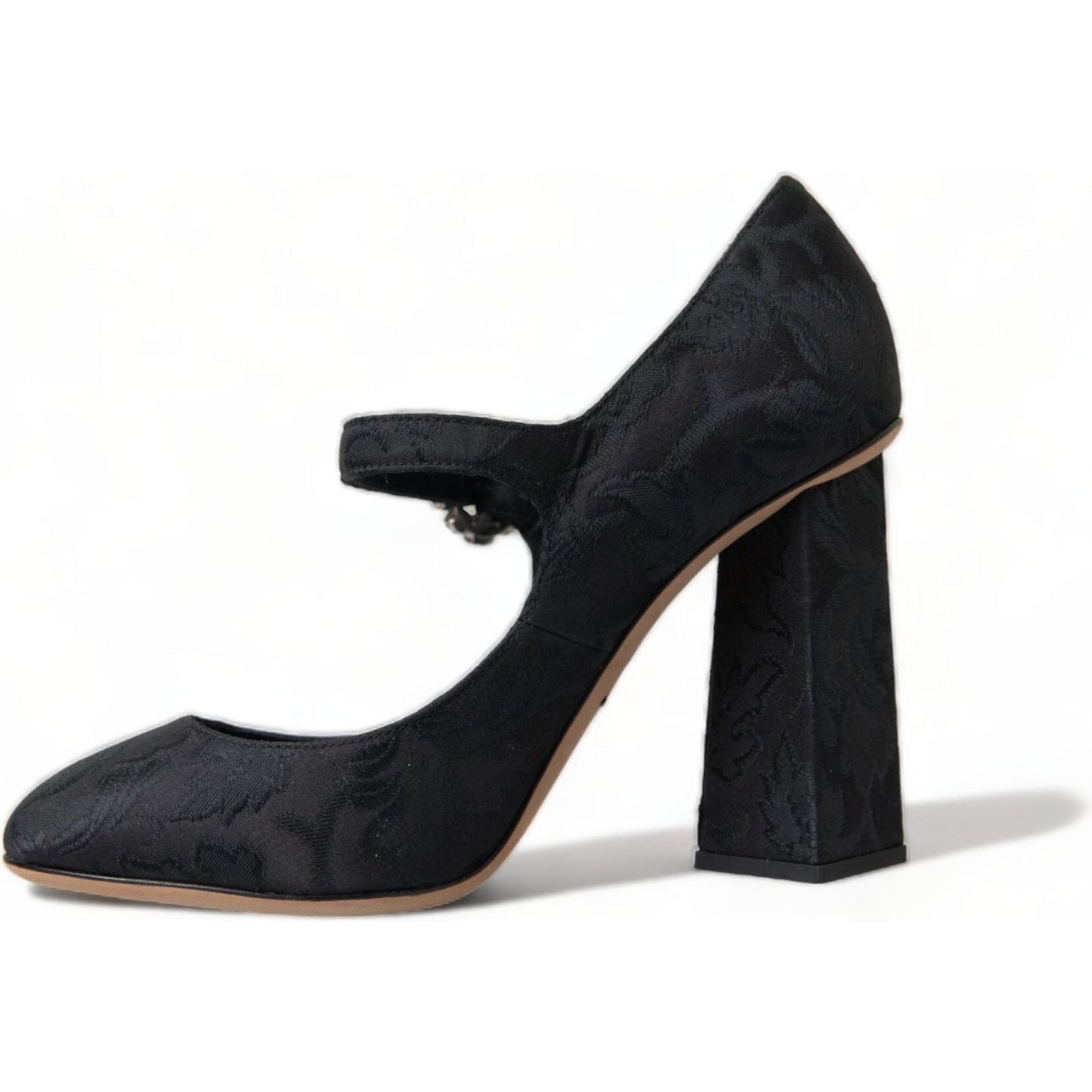 Dolce & Gabbana Black Brocade Mary Janes Heels Pumps Shoes