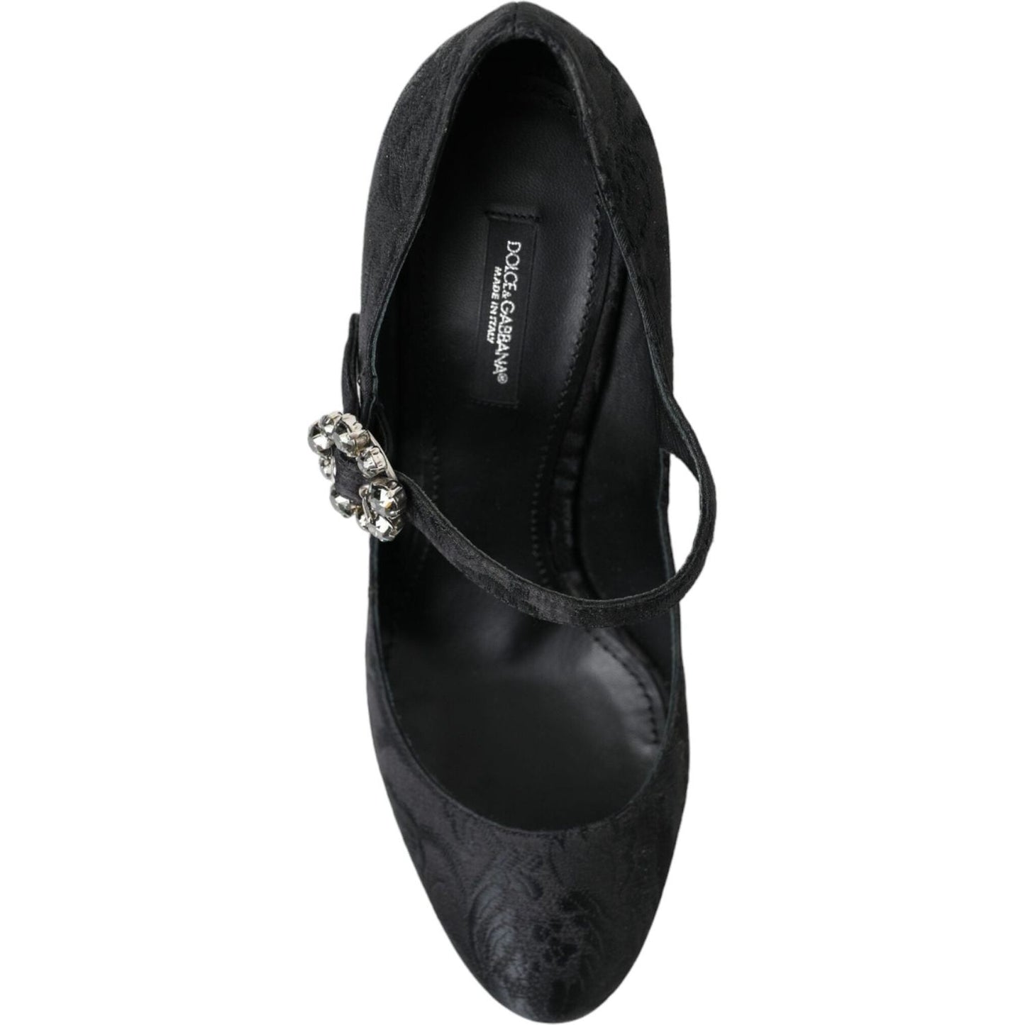 Dolce & Gabbana Black Brocade Mary Janes Heels Pumps Shoes