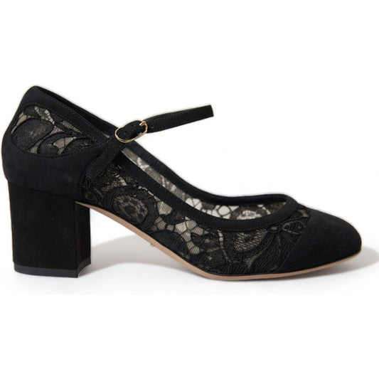 Dolce & Gabbana Elegant Suede Mary Jane Lace Heels Dolce & Gabbana